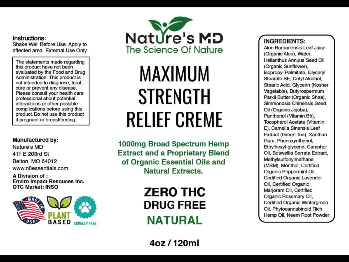 Nature’s MD Broad Spectrum CBD Pain Relief Creme 1000mg - Image 5